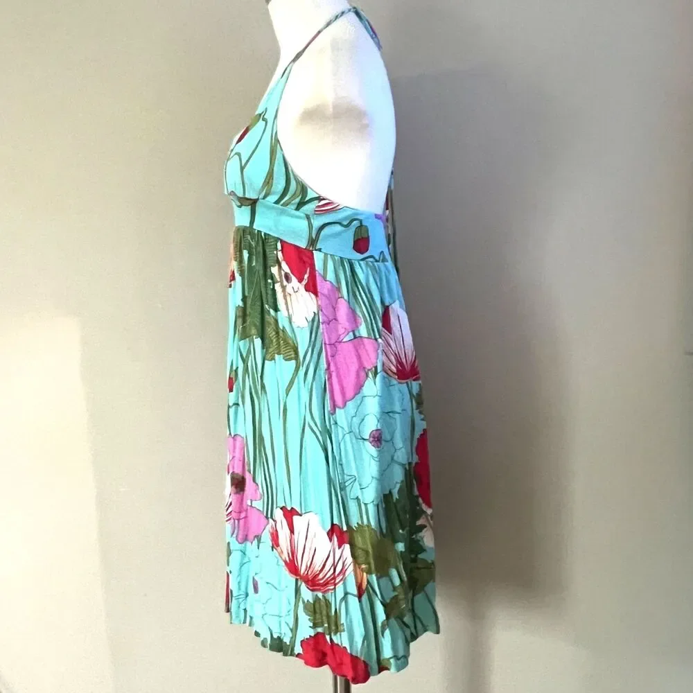 Womens Spaghetti Strap Floral Halter Neck A-Line SunDress by Lani Medium - Picture 2 of 7